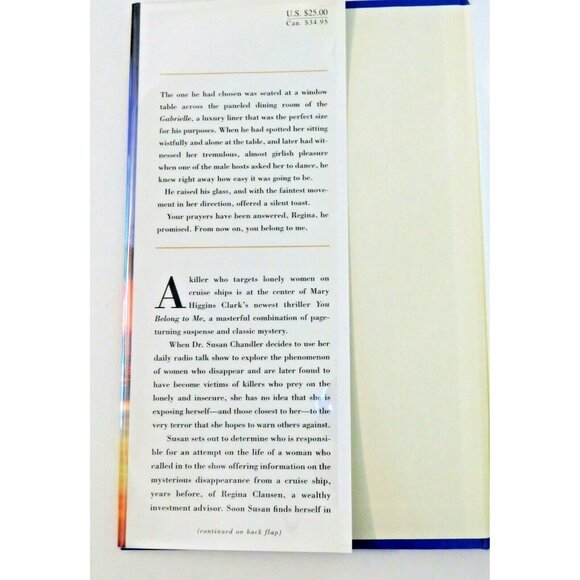 You Belong To Me By Mary Higgins Clark 1998 Hardcover Jacket Suspense Thriller - Picture 3 of 4